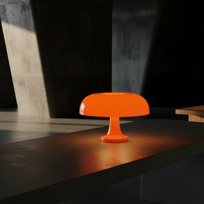 Bauhaus mushroom orange table lamp
