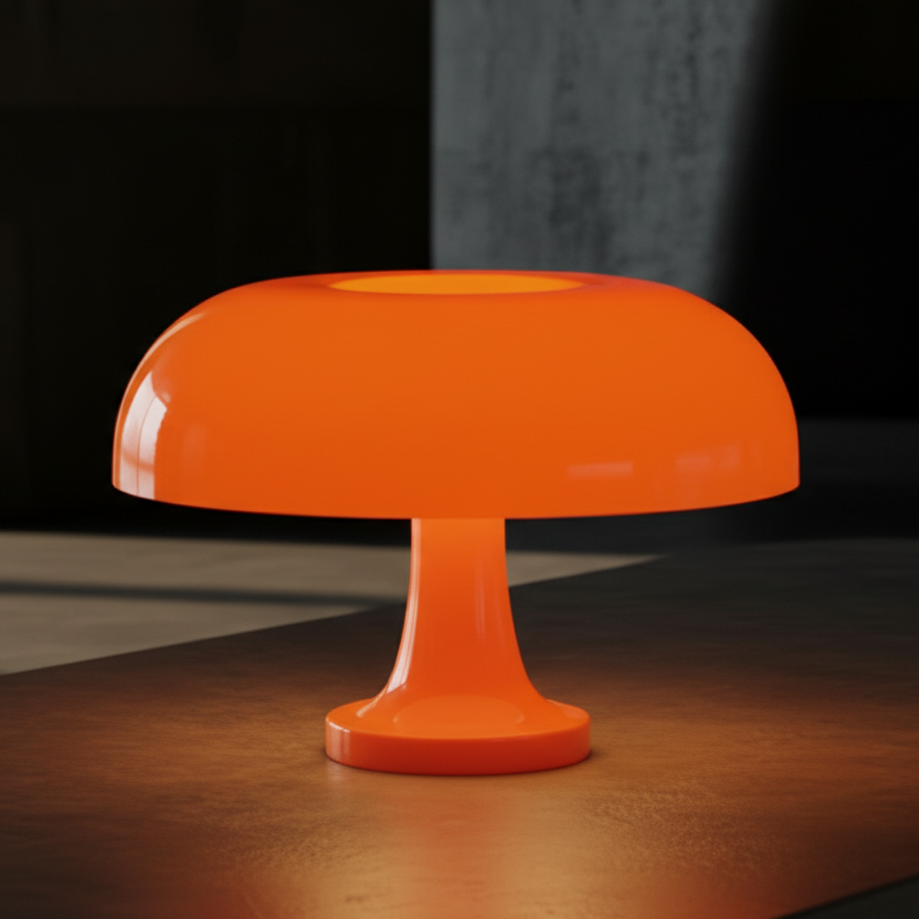 Bauhaus mushroom orange table lamp
