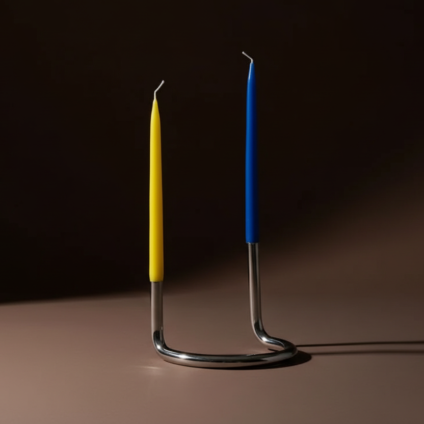 Bauhaus organic u-shaped stainless steel "Gemini candle holder"