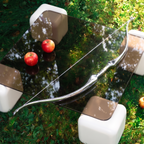 Space age contemporary soft cube stained glass coffee table