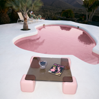 Space age contemporary soft cube stained glass coffee table