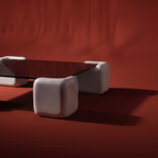 Space age contemporary soft cube stained glass coffee table