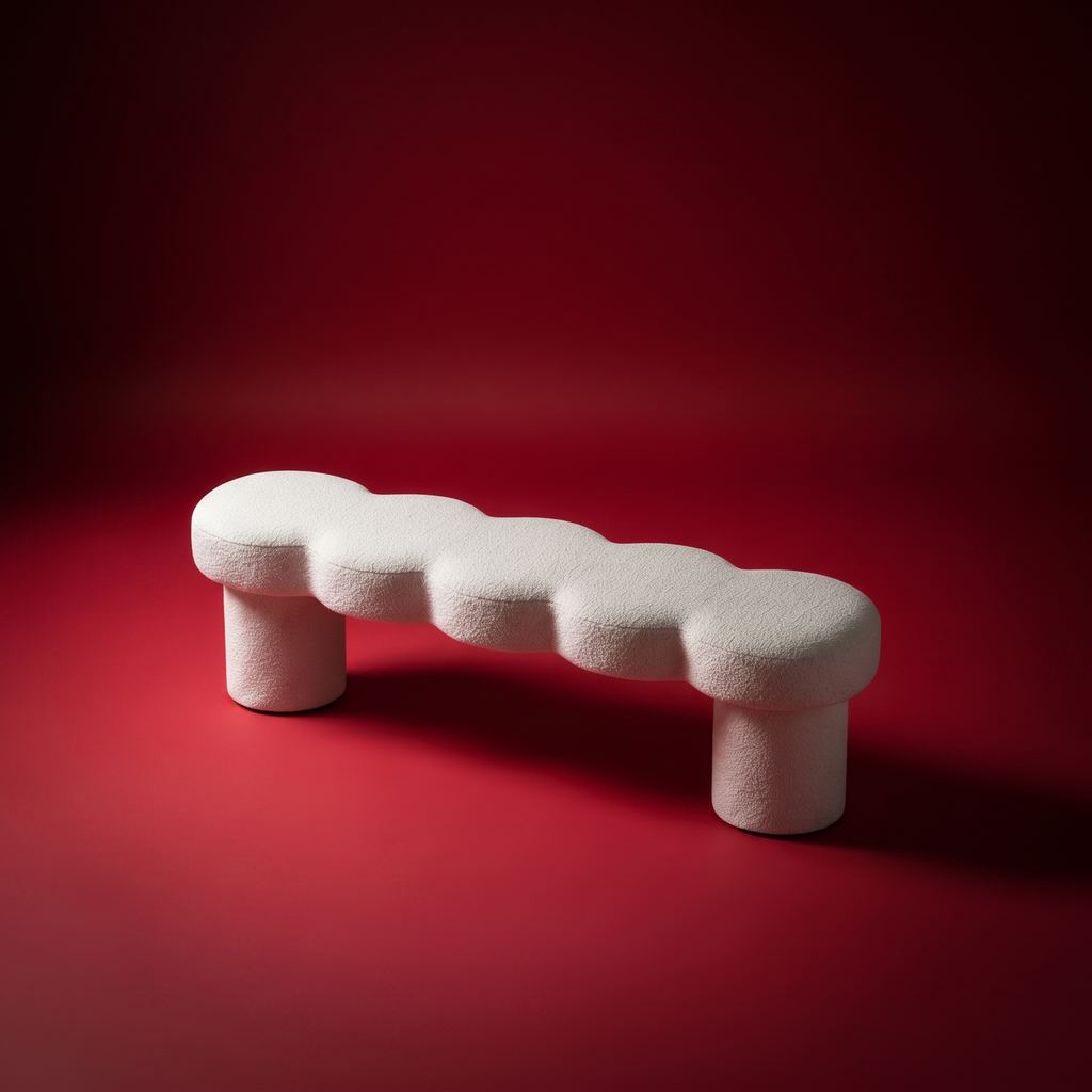 Space age organic "cloud" mid-century bench