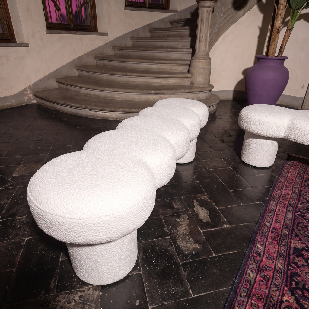 Space age organic "cloud" mid-century bench