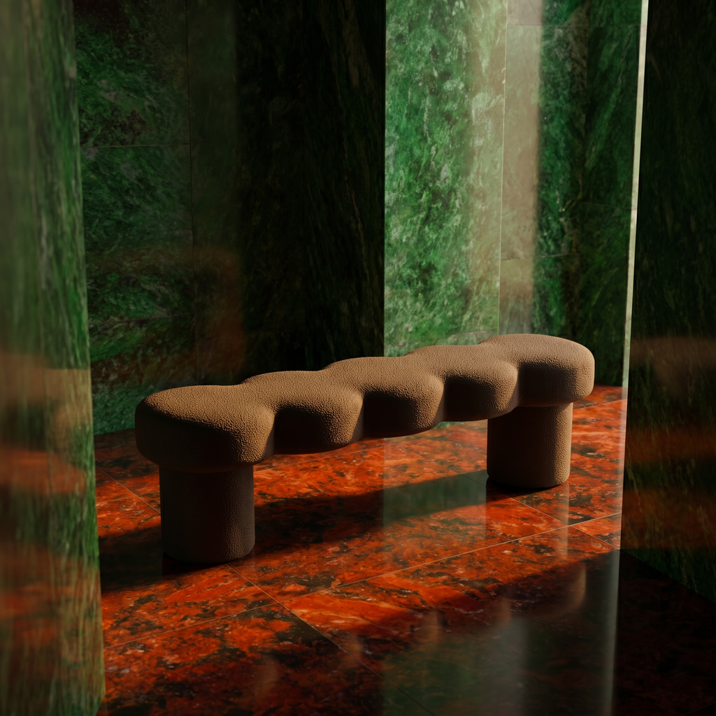 Space age organic "cloud" mid-century bench