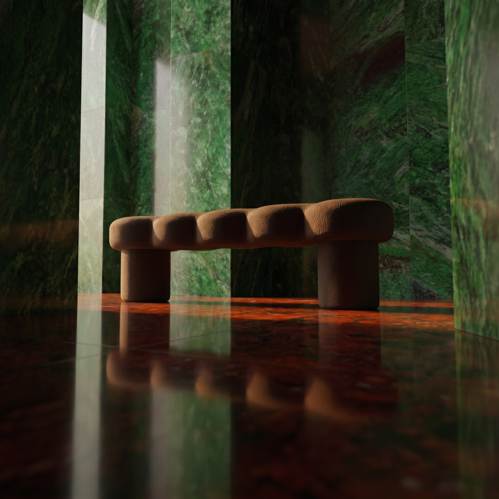 Space age organic "cloud" mid-century bench