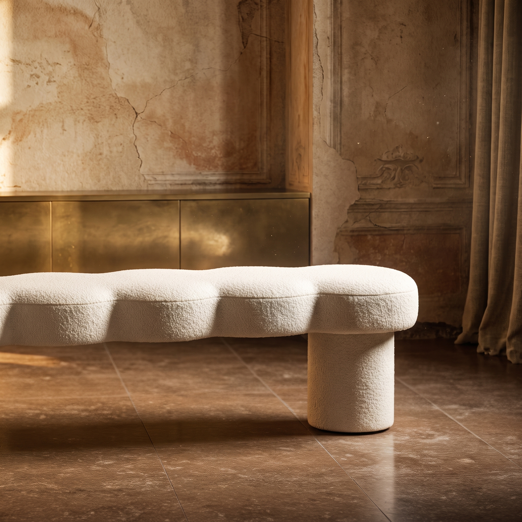 Space age organic "cloud" mid-century bench