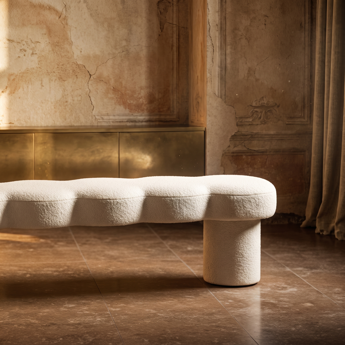 Space age organic "cloud" mid-century bench
