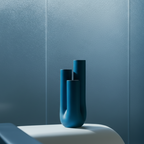 Space age avant-garde organic ceramic triple stem vase