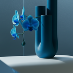 Space age avant-garde organic ceramic triple stem vase