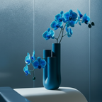 Space age avant-garde organic ceramic triple stem vase