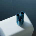 Space age avant-garde organic ceramic triple stem vase