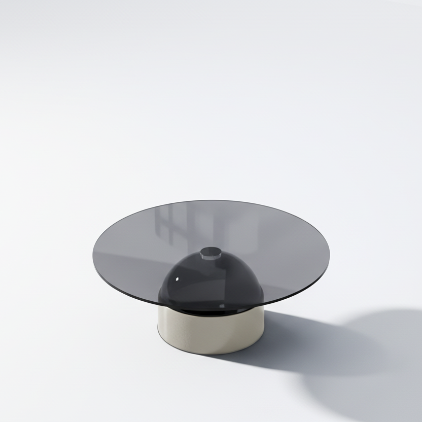 Contemporary bell dome glass coffe table