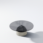 Contemporary bell dome glass coffe table