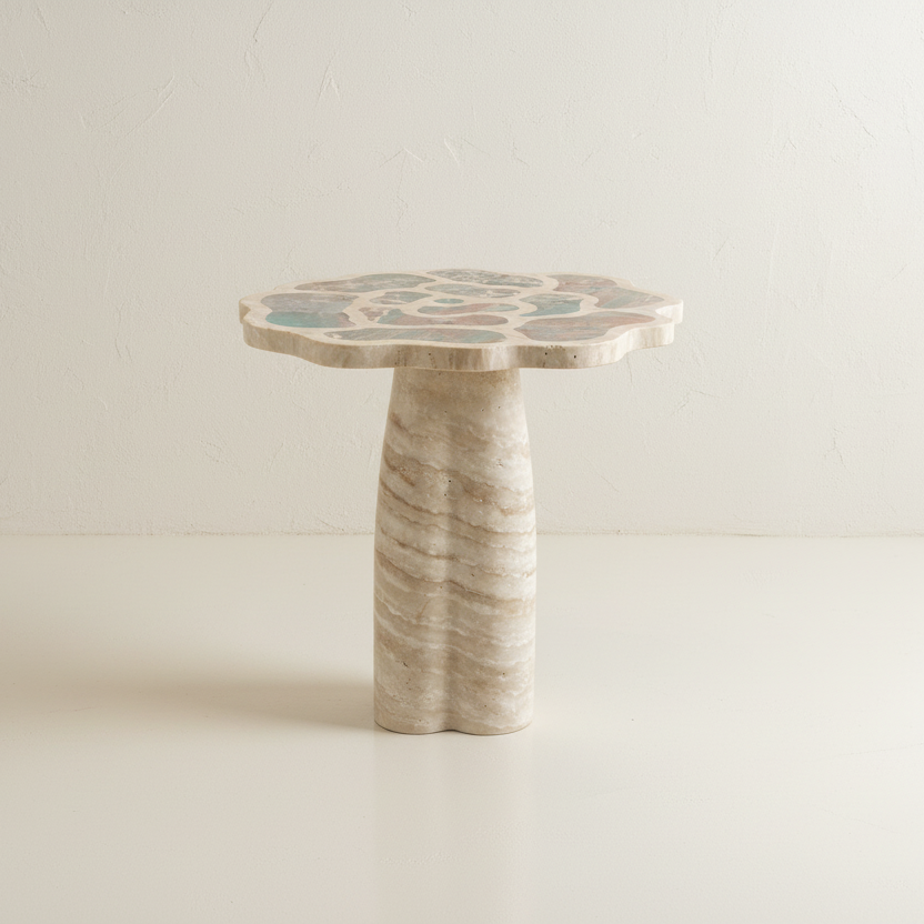 Art nouveau organic natural stone pedestal side table