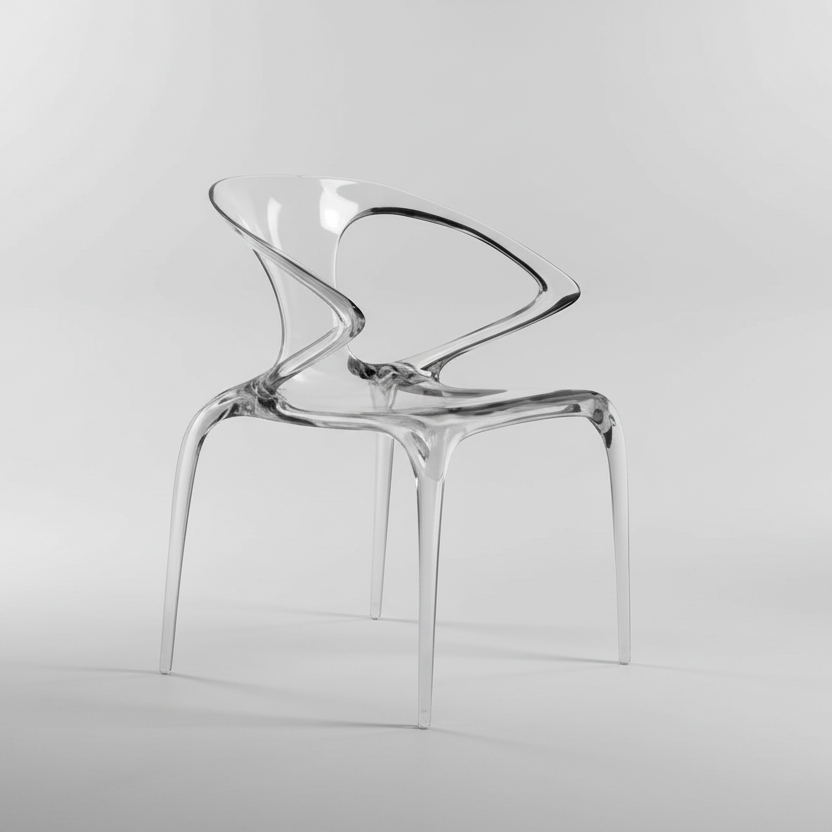 Italian minimalist fluid transparant dining chair