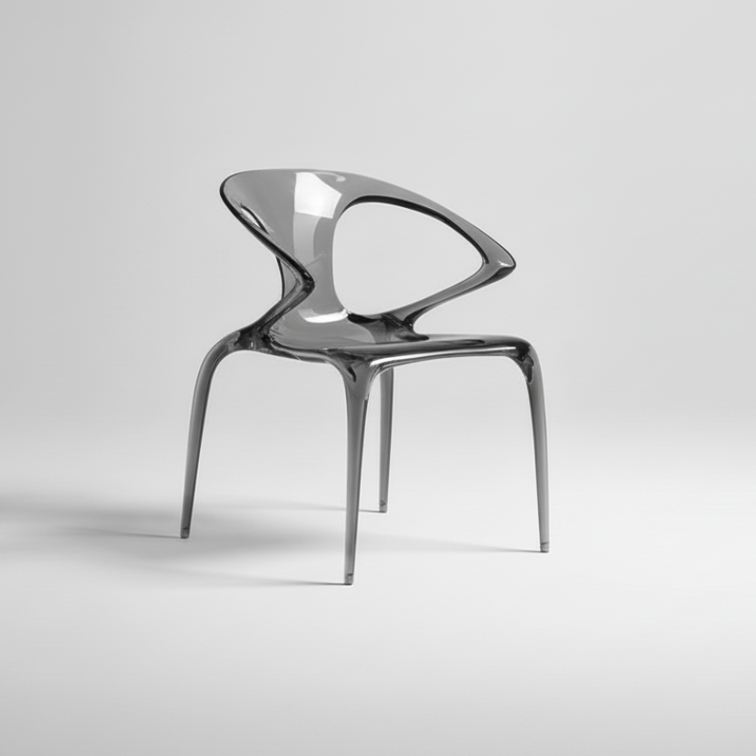 Italian minimalist fluid transparant dining chair