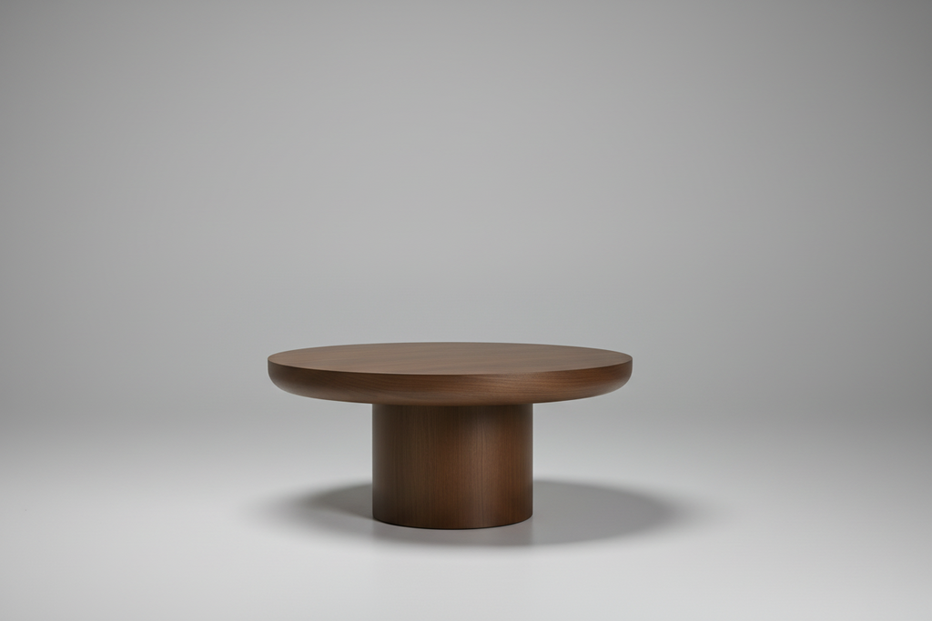 Contemporary organic round wood coffee table