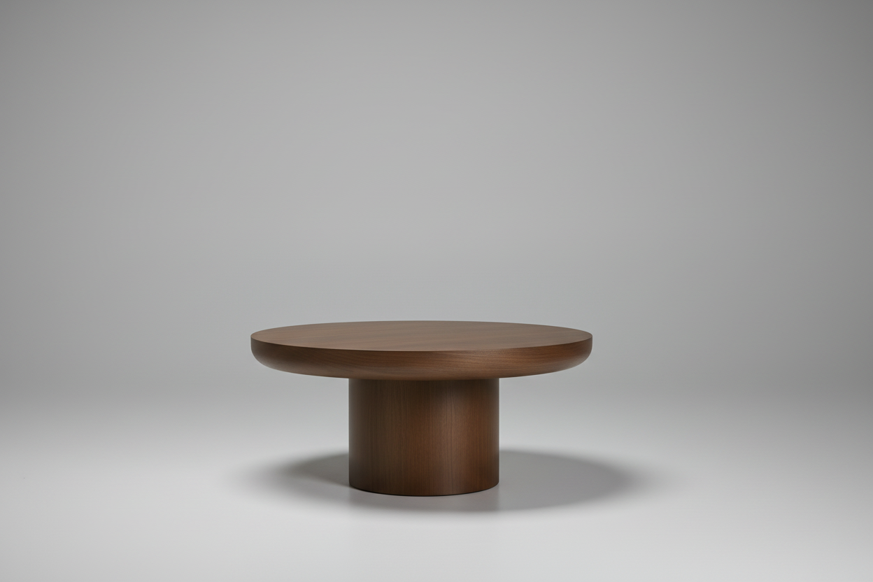 Contemporary organic round wood coffee table