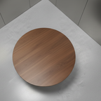 Contemporary organic round wood coffee table