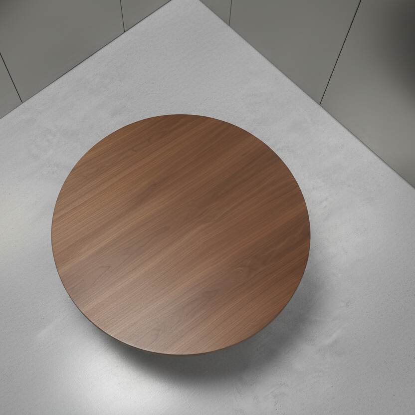 Contemporary organic round wood coffee table