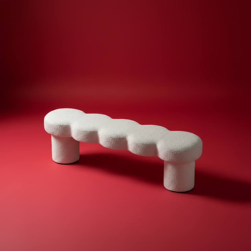 Space age organic "cloud" mid-century bench