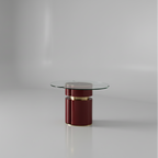 Italian space age contemporary red stainless steel coffee table set