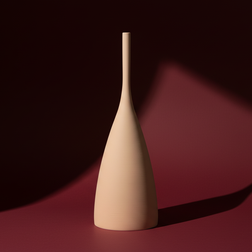 Morandi organic needle neck porcelain vase earth tone