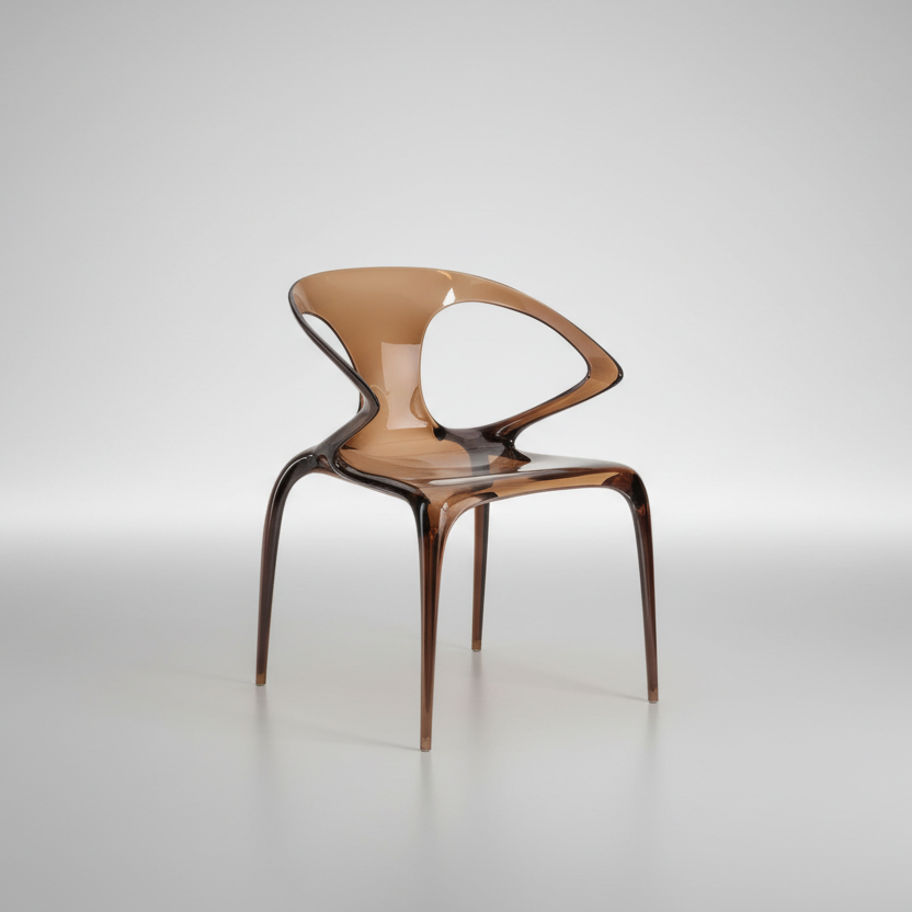 Italian minimalist fluid transparant dining chair
