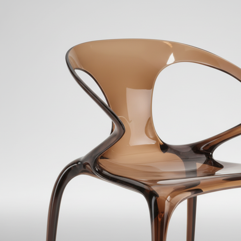 Italian minimalist fluid transparant dining chair