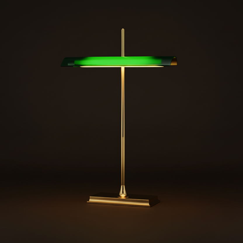 Minimalist retro green bankers table lamp