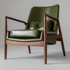 Contemporary Danish walnut leather lounge chair ottoman