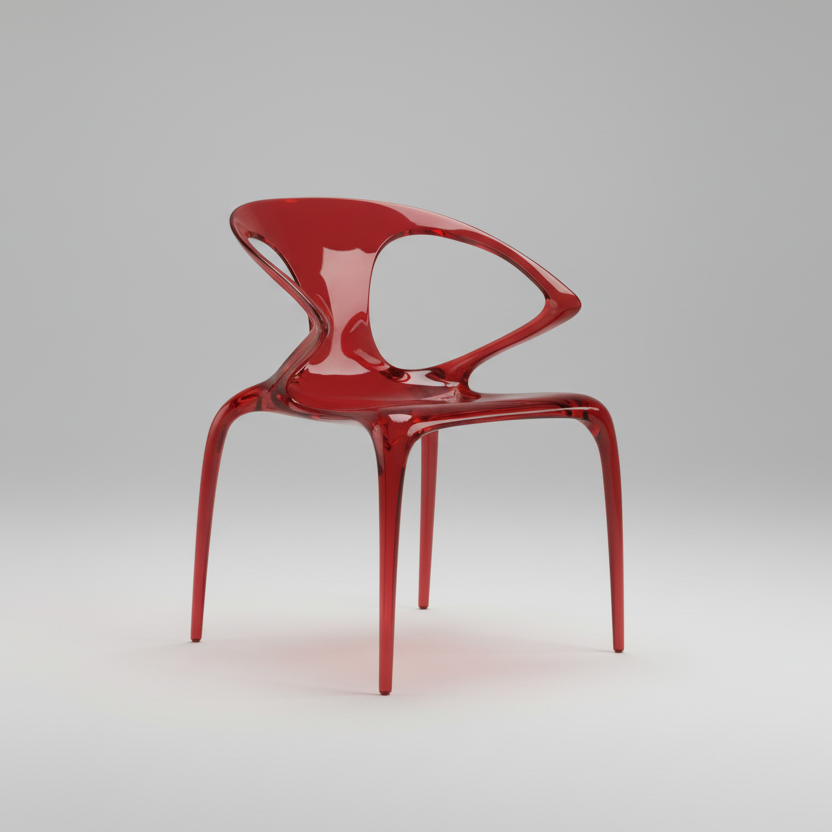 Italian minimalist fluid transparant dining chair