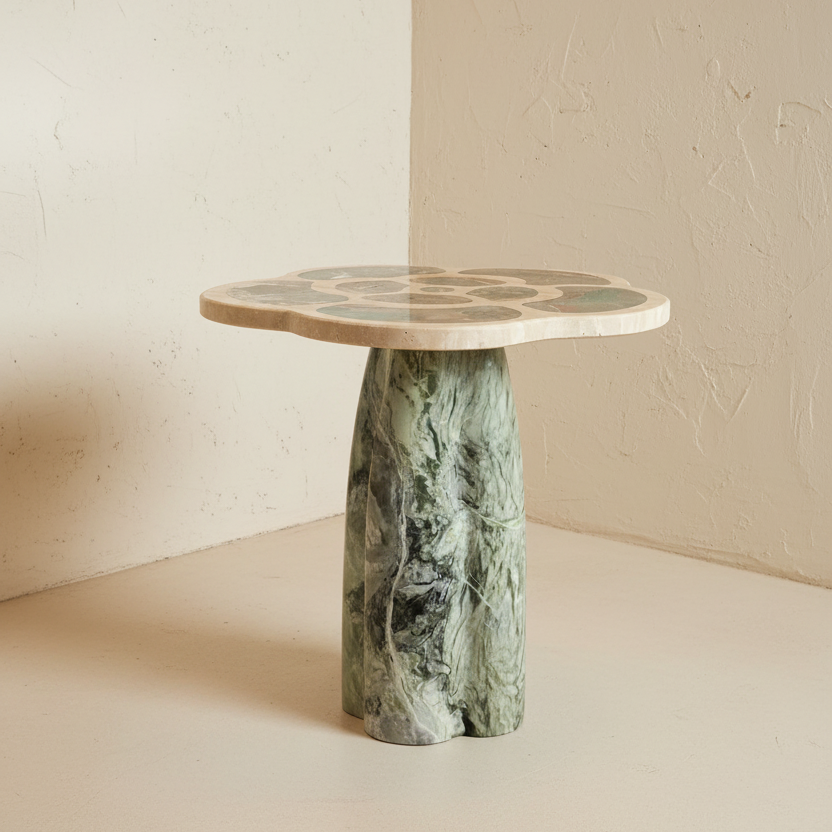 Art nouveau organic natural stone pedestal side table