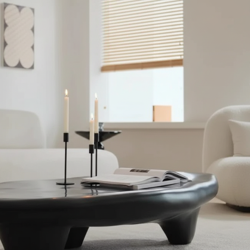 Japandi contemporary tripod coffee table