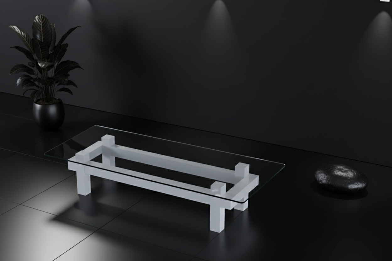 Contemporary Luminous tralucid glass acrylic coffee table