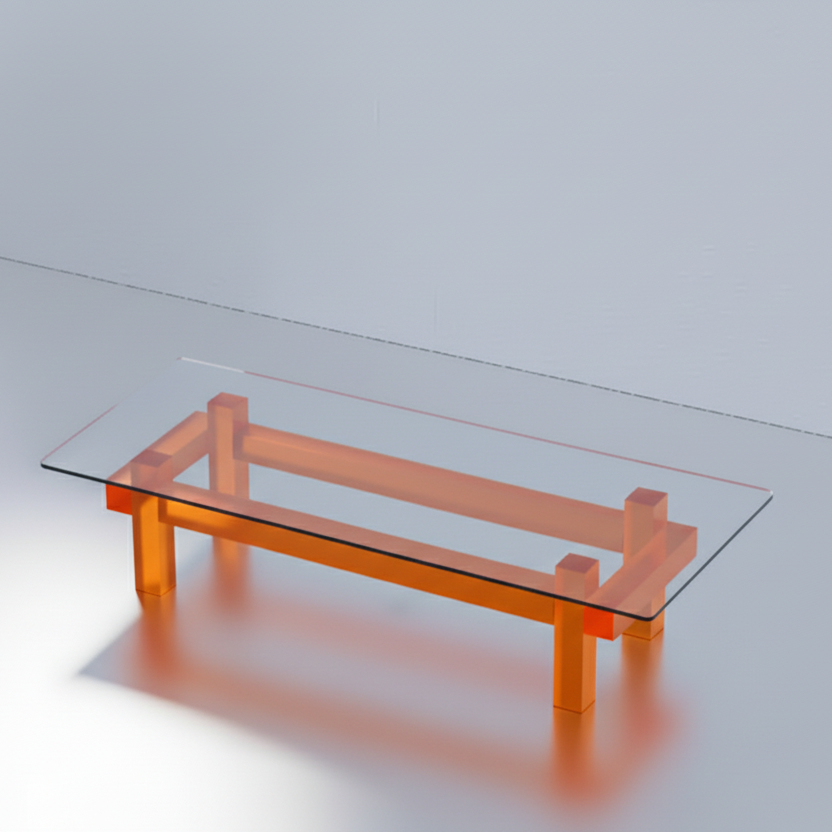 Contemporary Luminous tralucid glass acrylic coffee table