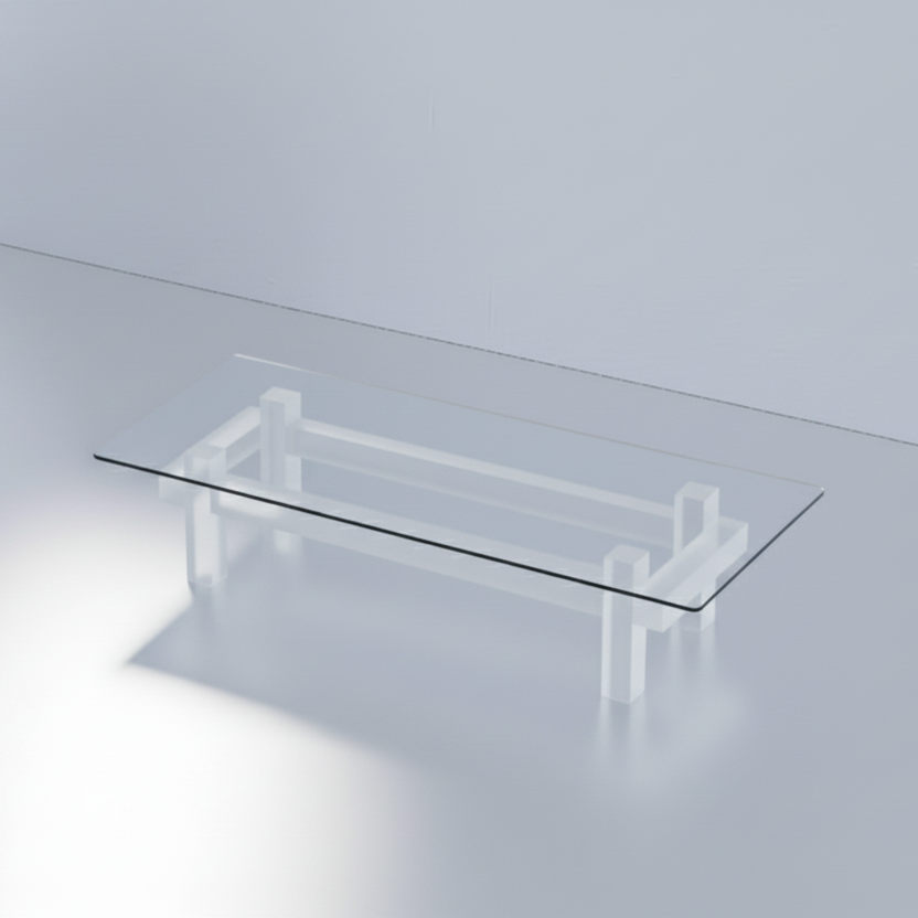 Contemporary Luminous tralucid glass acrylic coffee table
