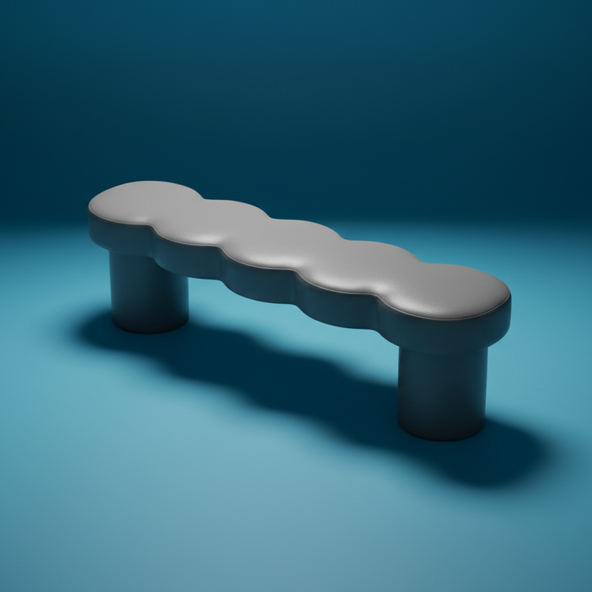 Space age organic "cloud" mid-century bench