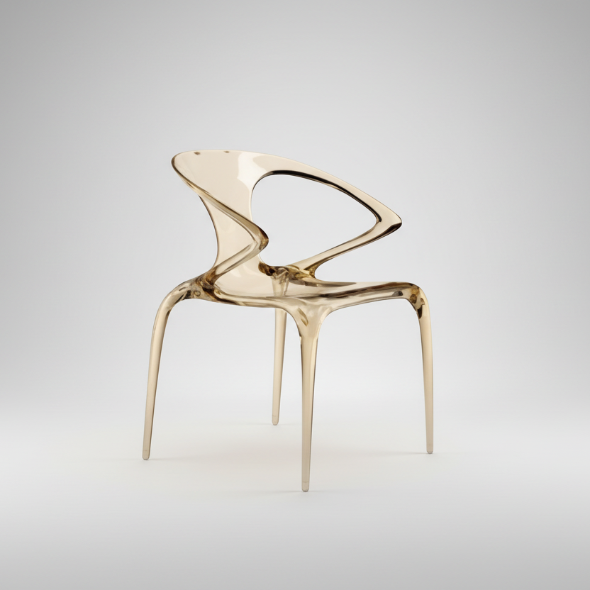 Italian minimalist fluid transparant dining chair