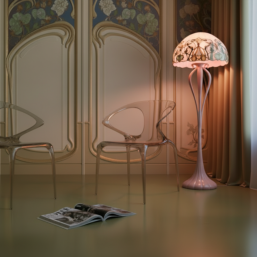 Italian minimalist fluid transparant dining chair