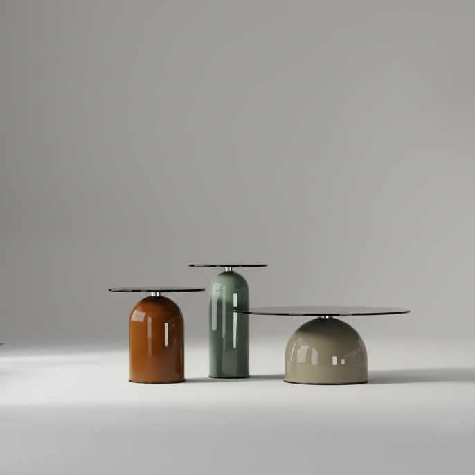 Contemporary bell dome glass coffe table