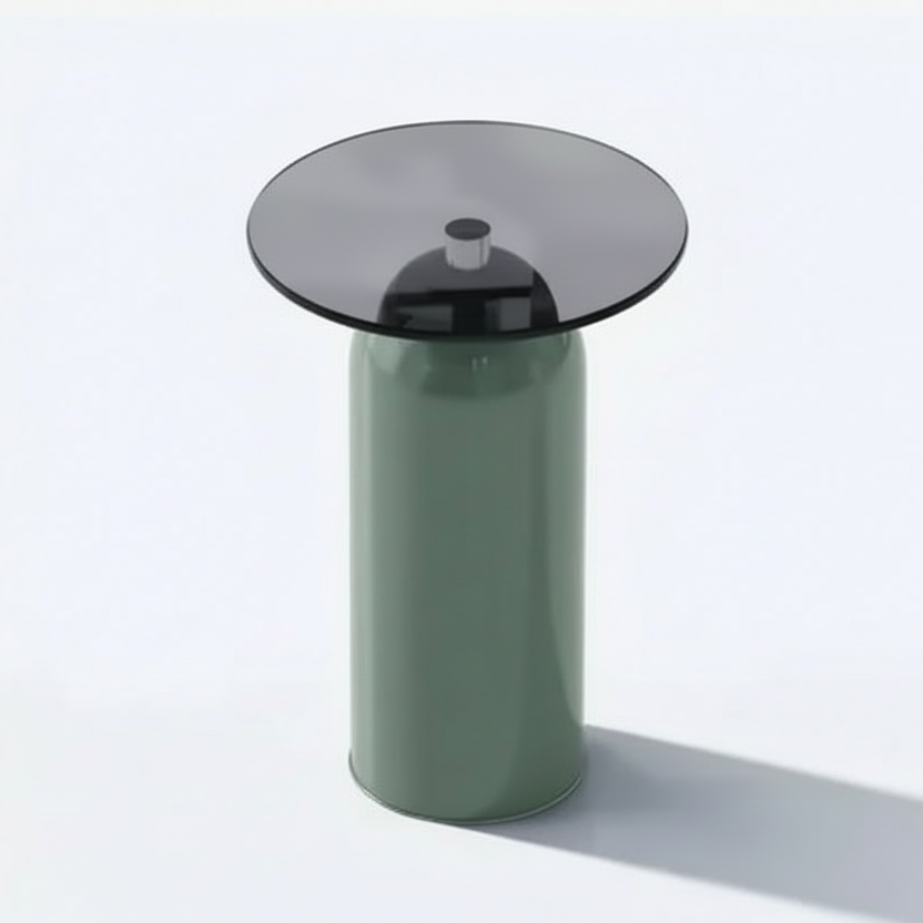 Contemporary bell dome glass coffe table