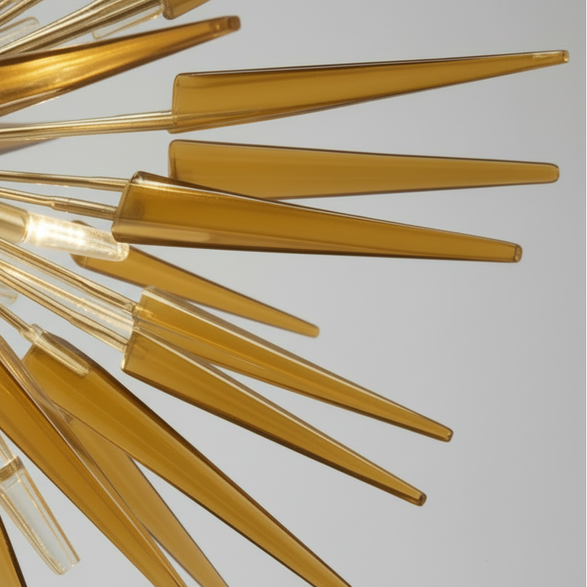 Italian space age atomic age brass sputnik pendant chandelier