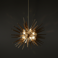 Italian space age atomic age brass sputnik pendant chandelier