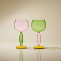 Retro avant-garde handblown wine glasses set
