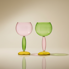 Retro avant-garde handblown wine glasses set