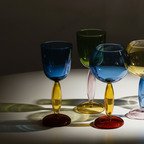 Retro avant-garde handblown wine glasses set