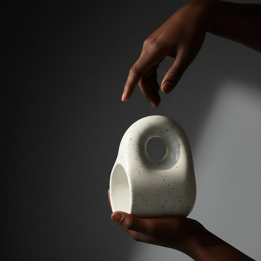 Handcrafted bauhaus japandi ceramic chubby mug