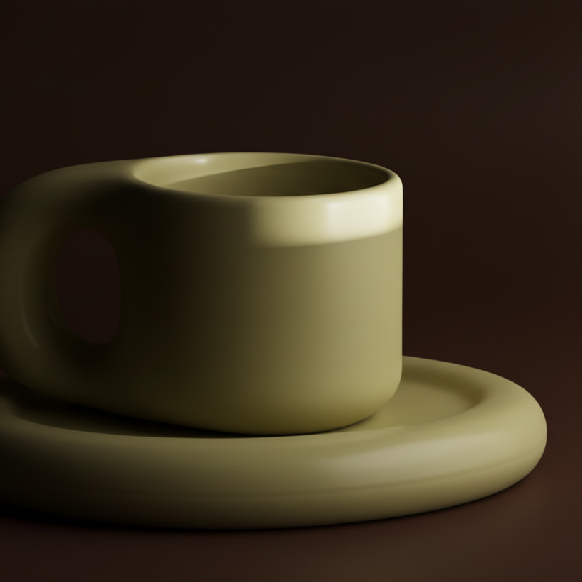 Handcrafted bauhaus japandi ceramic chubby mug